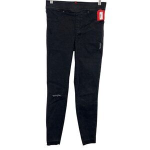 Spanx Women Skinny Black Size Medium M Distress Mid Rise Jeans Stretch New